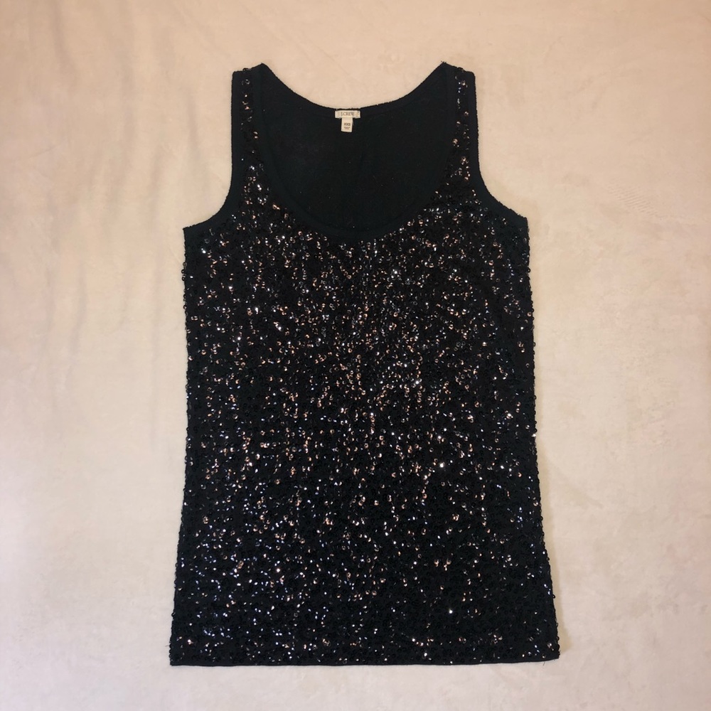 J. Crew Etoile sequin tank black EUC
